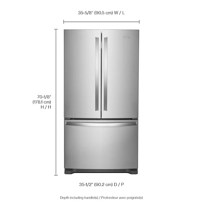 25CFT 36-Inch Wide Full-Depth French Door Bottom Mount Refrigerator - WHIRLPOOL (WRFFS3236RZ)
