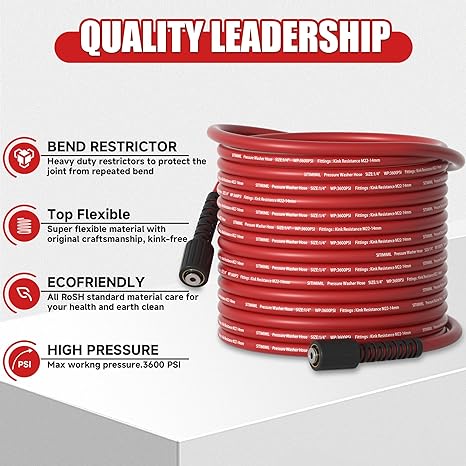 1/4 X25FT PREASSURE WASHER HOSE  WITH M22-14MM S/S ADAPTER (3600PSI)