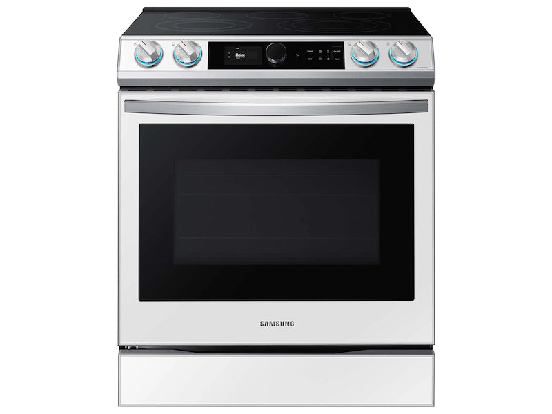 Bespoke Smart Slide-in Electric Range 6.3 cu. ft. with Smart Dial & Air Fry in White Glass - SAMSUNG (NE63BB871112A)