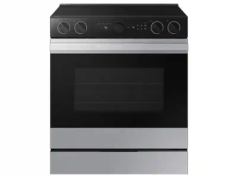 Bespoke 6.3 cu. ft. Smart Slide-In Electric Range with Smart Oven Camera & Illuminated Precision Knobs in White Glass- SAMSUNG (NSE6DB870012AA)