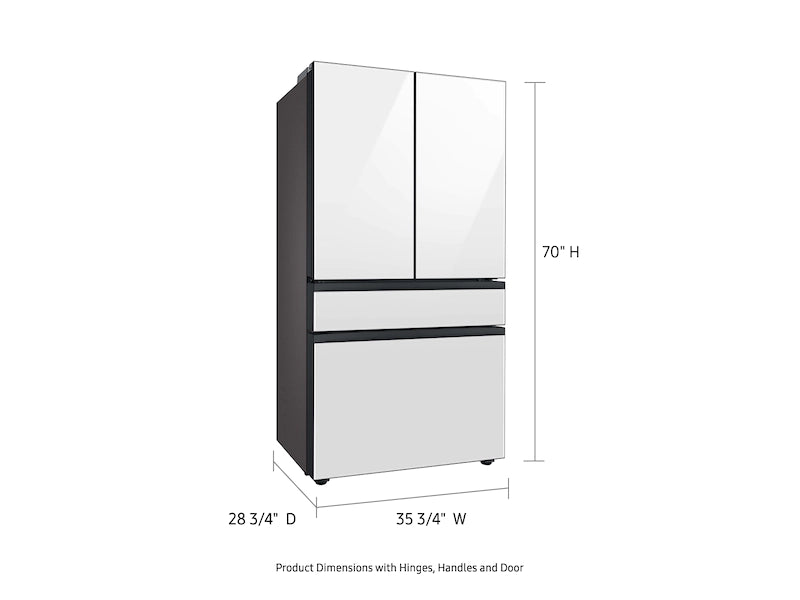 Bespoke 4-Door French Door Refrigerator (23 cu. ft.) with Beverage Center(TM) in White Glass SAMSUNG (RF23BB86012AA)
