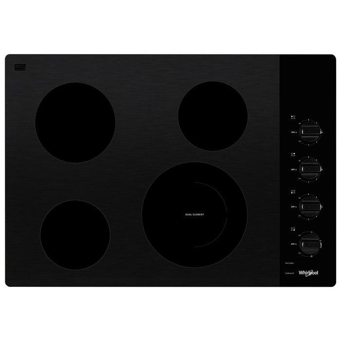 30 in. Radiant Electric Ceramic Glass Cooktop with 4 Elements including a Dual Radiant Element - WHIRLPOOL