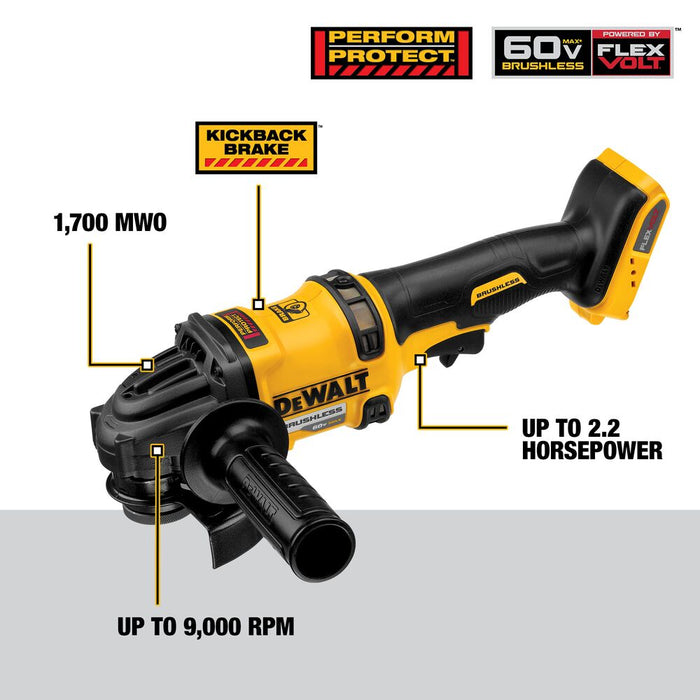 FLEXVOLT 60V MAX CORDLESS BRUSHLESS 4,5" ANGLE GRINDER- (DCG414B)