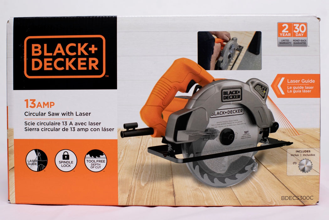 Sierra Circular de 13 amp con láser - BLACK & DECKER (BDECS300C)