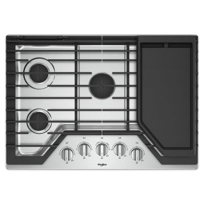 30 in. Gas Cooktop in Stainless Steel with 5 Burners and Griddle - WHIRLPOOL (WCG97US0HS)