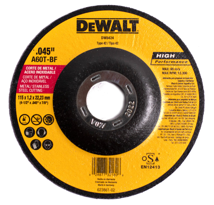 Disco corte de metal de .045" - DeWALT (DW8424)