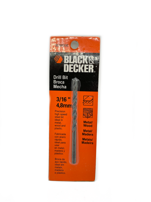 3/16” HIGH SPEED BIT BLACK Oxide - BLACK & DECKER (BD180316C)