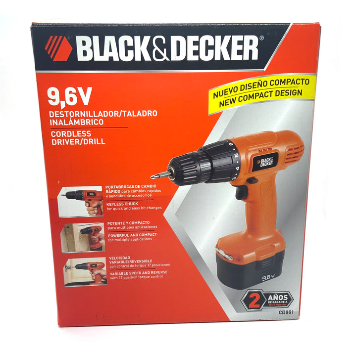 9.6V CORDLESS DRIVER/DRILL - BLACK & DECKER (CD961)