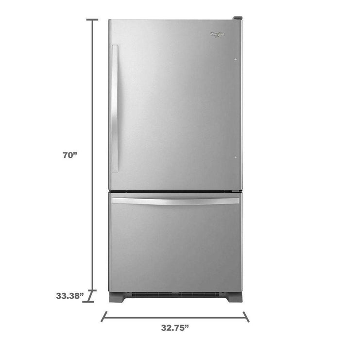 22 cu. ft. Bottom Freezer Refrigerator Stainless Steel - WHIRLPOOL (WRB322DMBM)