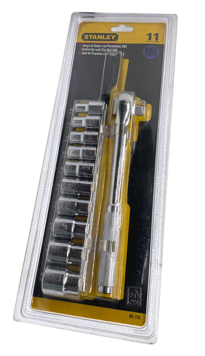 1/2” DRIVE SOCKET SET WITH  CLIP RAIL / SAE - STANLEY (9786735)