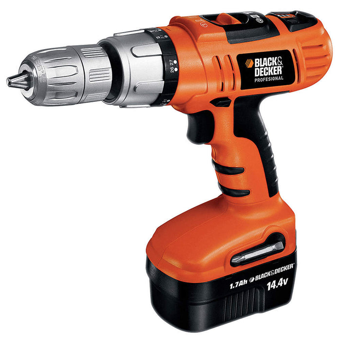 14.4V CORDLESS HAMMER DRILL - BLACK & DECKER (HP144K)