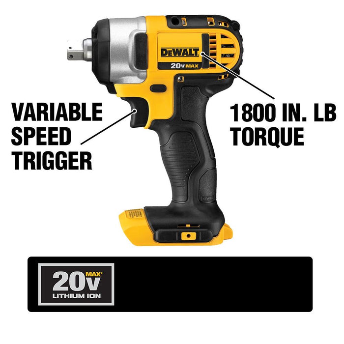 TALADRO DE IMPACTO DE BATERIA 20V DE 1/2” -  DeWALT / DCF880B (SOLO HERRAMIENTA)